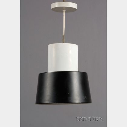 Mid-century Modern Metal and Ceramic Hanging Lamp