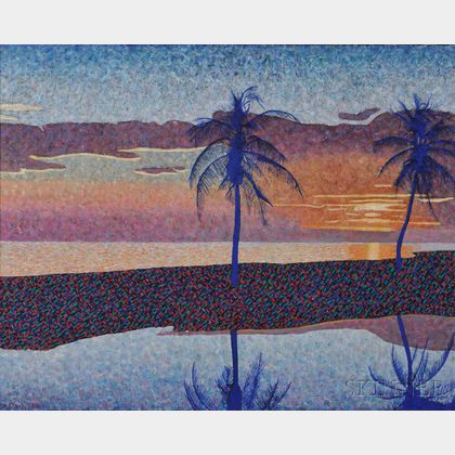 Michael Vinson Clark [called Clark V. Fox] (American, b. 1946) Sunset with Palm Trees, Florida