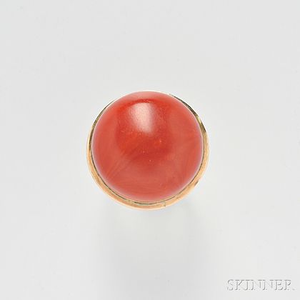 18kt Rose Gold and Coral Ring
