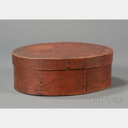 Red-stained Oval Lapped-seam Covered Pantry Box