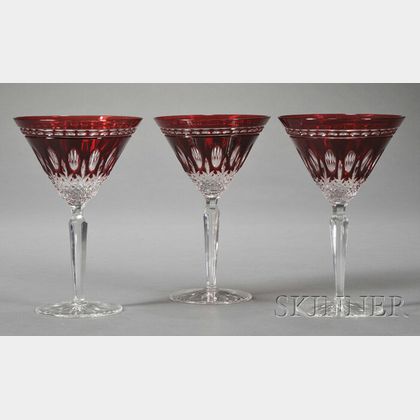 Forty-one Pieces of Ruby Overlay Glass Stemware and Glassware