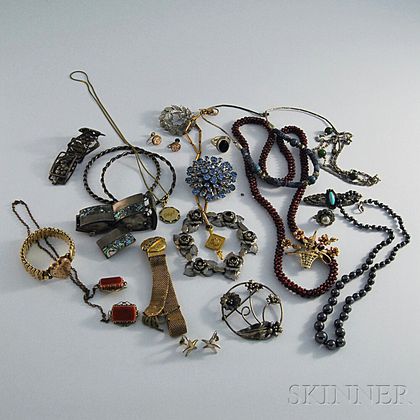 Small Group of Sterling Silver, Victorian, and Costume Jewelry