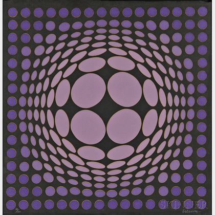Victor Vasarely (Hungarian/French, 1906-1997) and Frank Gallo (American, b. 1933) Sinlag III - Black - Violet