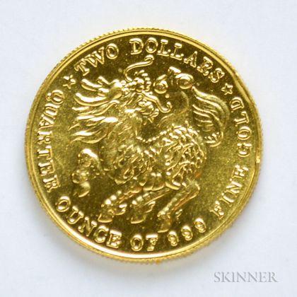 1984 Singapore $2 Quarter Oz. Gold Coin.