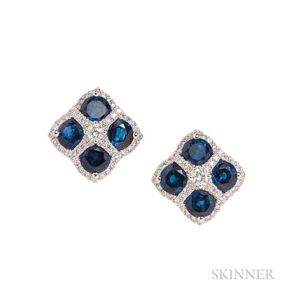 18kt White Gold, Sapphire, and Diamond Earstuds