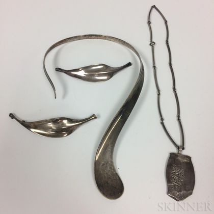 Four Pieces of Modern Silver Jewelry