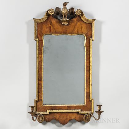 George III Parcel-gilt and Walnut-veneered Mirror