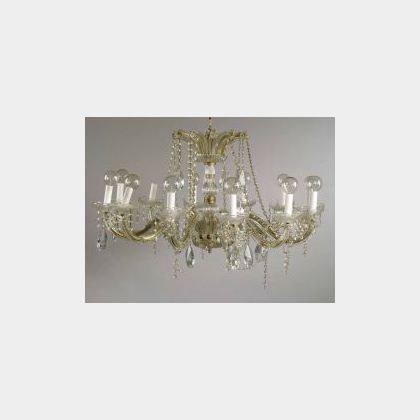 Twelve-Light Colorless Glass Classical Revival Chandelier