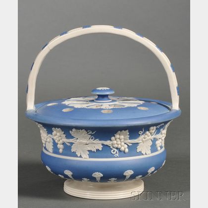 Spode Blue Dipped Stoneware Potpourri Basket and Cover