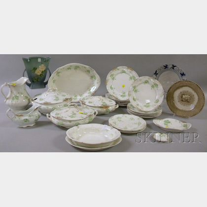 Roseville Pottery Vase, Dedham Pottery Plate, and Transfer-decorated Dinner Service