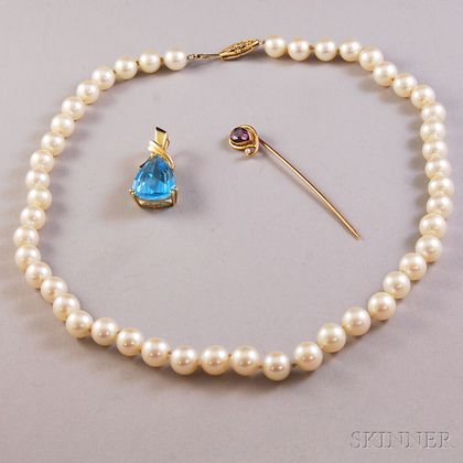 Three Pearl and Gemstone Jewelry Items