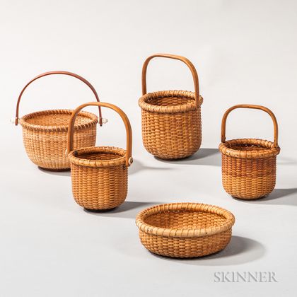 Five Miniature Nantucket Baskets