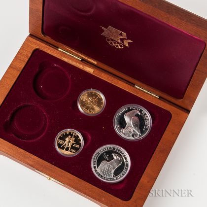 Cased 1984 Los Angeles Olympics Commemorative Four-coin Set