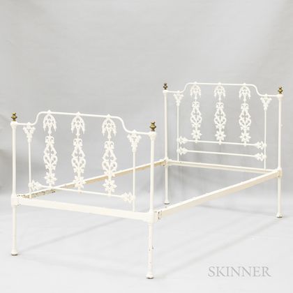 English Gothic Revival White-painted Cast Iron Bed