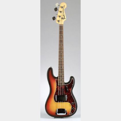 American Solid Body Electric Bass Guitar, Fender Musical Instruments, Model Precision Bass, 1969