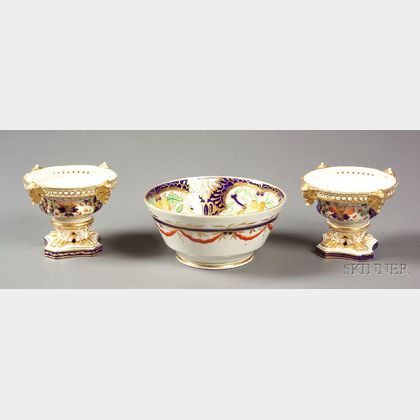 Three English Imari Porcelain Tablewares