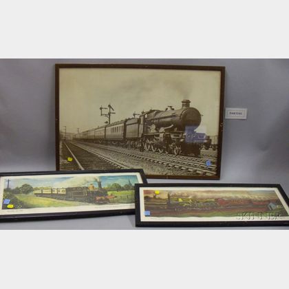 Seven Framed British Railroad Mechanical Prints