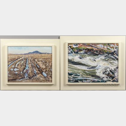 Christopher Huntington (American, b. 1938) Three Landscapes: Below the Falls, Shin Brook , Shin Pond