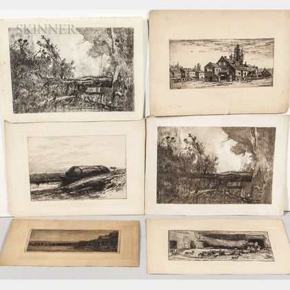 Six Etchings: Including Works by Charles Adams Platt (American, 1861-1933),Albion Harris Bicknell (American, 1837-1915),Jo... 