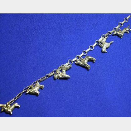 14kt Gold Dog Charm Bracelet