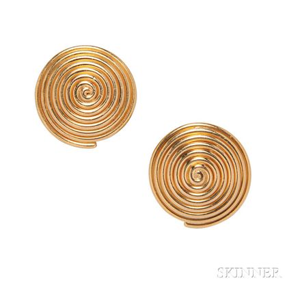 22kt Gold Earclips, Temple St. Clair
