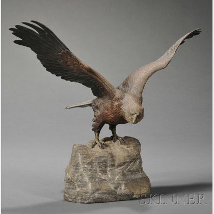 Large Austrian Cold-painted Bronze Figure of an Eagle
