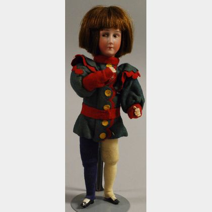 Bisque Flange Head Harlequin Boy Doll