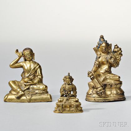 Three Gilt-bronze Buddhist Figures