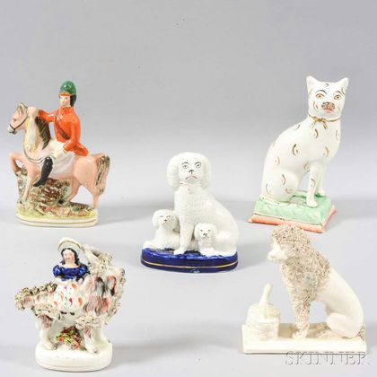 Five Staffordshire Ceramic Figures