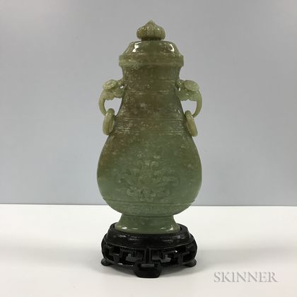 Green Hardstone Covered Vase