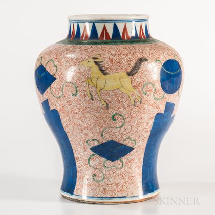 Wucai Jar with Galloping "Heavenly Horses,"