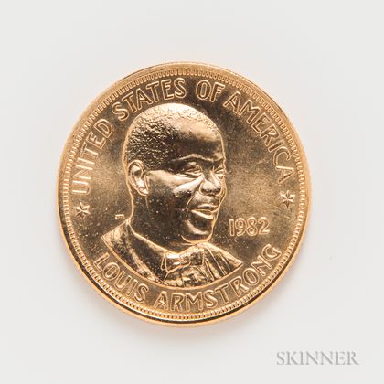 1982 Louis Armstrong American Arts Commemorative Series One Ounce Gold Coin. Estimate $1,000-1,200