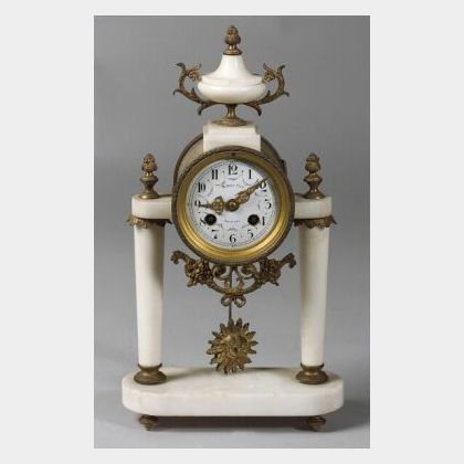 French Marble and Ormolu Mounted Louis XVI-style Mantel Clock