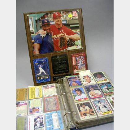 Collection of Boston Red Sox, Assorted 1980s/1990s Baseball Cards, and a 1998 Mark McGwire/Sammy Sosa Commemorative Plaque