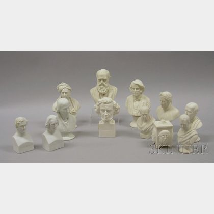 Twelve Parian and Alabaster Items and Historical Busts