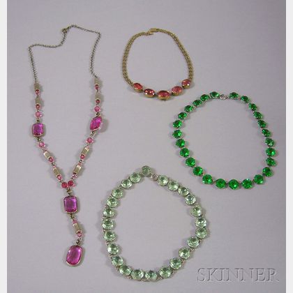Four Gemstone and Glass Necklaces