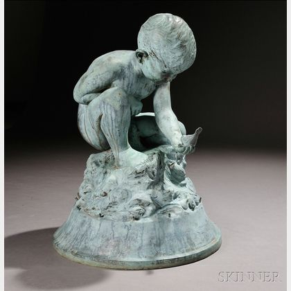 Bashka Paeff (Russian/American, 1893-1979) Bronze Figure of a Boy and Bird