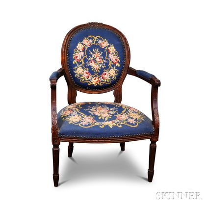 Louis XVI-style Carved Beech Fauteuil