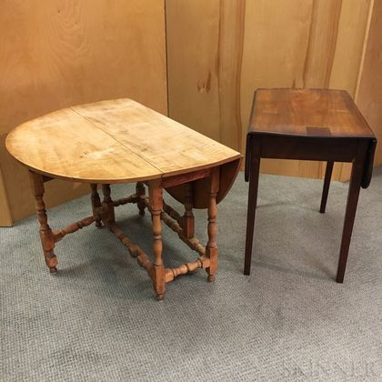 William and Mary-style Maple Gate-leg Table and a Federal Mahogany Pembroke Table. Estimate $20-200