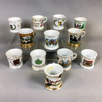 Twelve Porcelain Shaving Mugs
