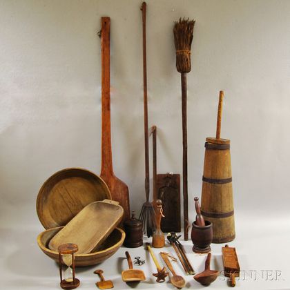 Twenty-one Mostly Wood Domestic Items
