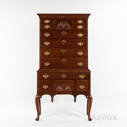 Queen Anne Carved Cherry High Chest of Drawers