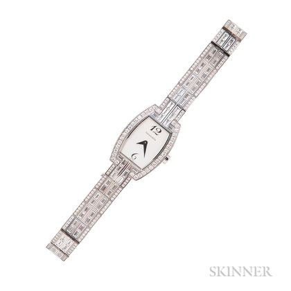 18kt White Gold and Diamond Tonneau Cocktail Watch, Tiffany & Co.