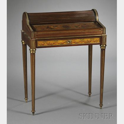 Louis XVI-style Brass-mounted Tambour Desk on Stand