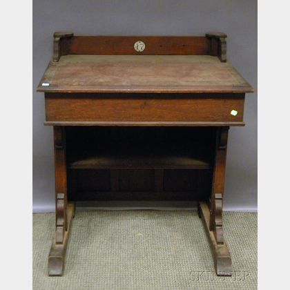 Victorian Eastlake-type Carved Walnut Student/Legislator's Lift-top Desk