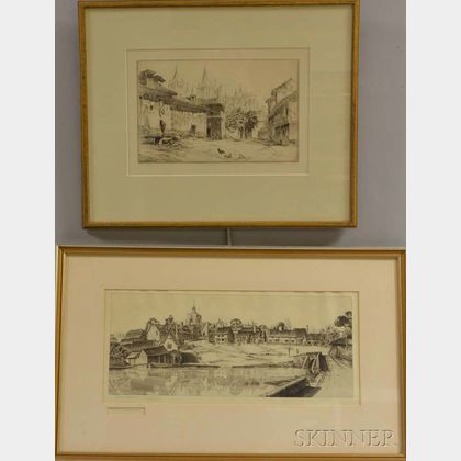 John Taylor Arms (American, 1887-1953) Two Framed Etchings: Léon