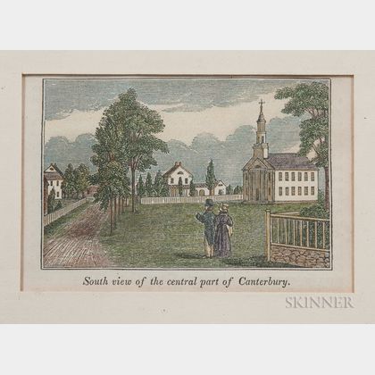 Small Wood Engraving South view of the central part of Canterbury 