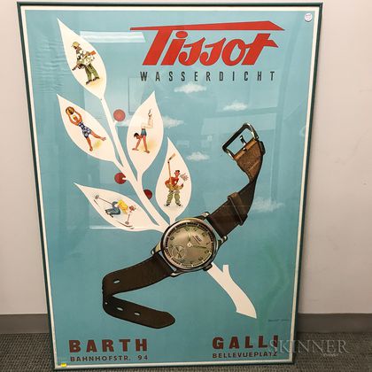 Framed Herbert Leupin Tissot Watch Poster