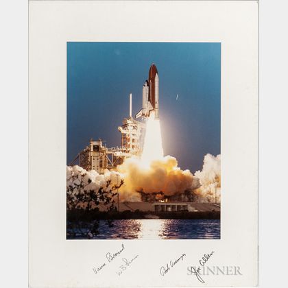 Space Shuttle STS-5, Two Crew Signed Photographs, November 11-16, 1982, and Four Posters.