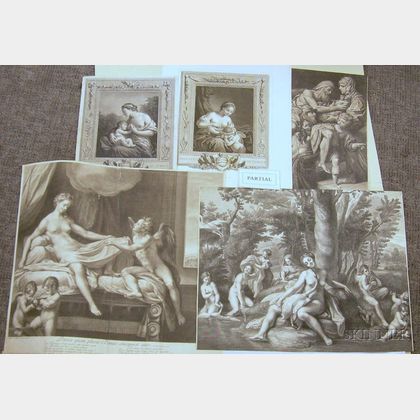 Lot of Eleven Unframed Prints of Mythical and Genre Subjects